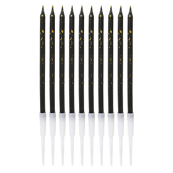 Свеча для торта тм Fntastic, 0,5х13 см,10 шт, парафин, черный, золото