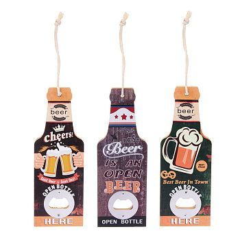 Подарочный сувенир-открывашка, 7x20 см, МДФ и металл, 3 дизайна, арт.2