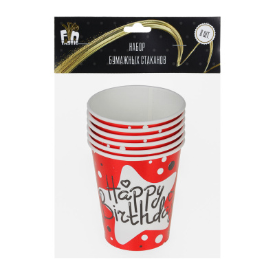 Набор бумажных стаканов тм Fntastic, 6 шт, 250мл, фольгирование, 6 цветов