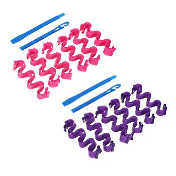 Бигуди-волны с крючком для укладки волос ЮНИLOOK, 25х3см, пластик, нейлон, 12шт, 2 цвета, ACS-70