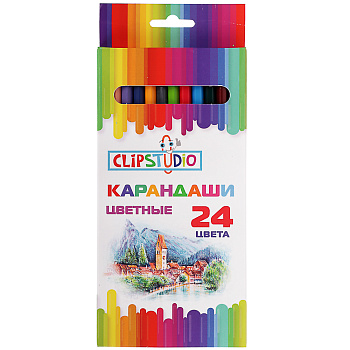 Карандаши 24цв. ClipStudio шестигранные заточ., пластик, улучшенное письмо, в карт.коробке