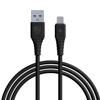 Кабель для зарядки USB(A)-iP BY Классик, 1м, 2.4A, черный