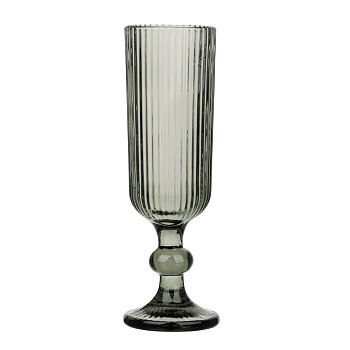 MILLIMI Бокал для шампанского Грея, 150мл, стекло, серый, рифленый