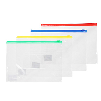 Папка на молнии А5, 23x17см, прозрачная, ПВХ