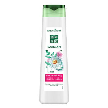 Бальзам-ополаскиватель ЧИСТАЯ ЛИНИЯ для всех типов волос, п/б, 370мл