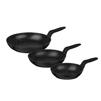 SATOSHI Стоун Набор сковород литых 3пр., d20, 24, 28см, антипригарное покрытие Мрамор