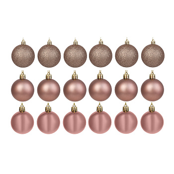 СНОУ БУМ Набор гладких шаров 6 см, 18 шт, розовый, 26-169