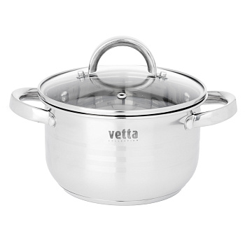 VETTA Фултон Кастрюля 20х11,5см, 2,9л, со стекл. крышкой, индукция