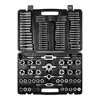 ЕРМАК Набор метчиков и плашек 110пр. в пластик.кейсе