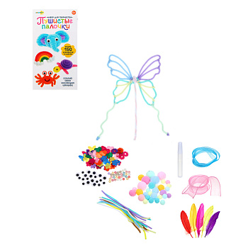 ХОББИХИТ Набор для творчества "Пушистые палочки" полиэстер, фетр, pvc, клей, 22х11,5х4,5см