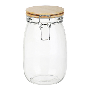 Банка для сыпучих продуктов 1000мл 11x17см, стекло, крышка бамбук