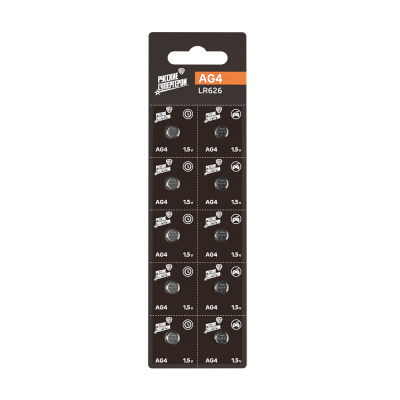 Батарейка AG4 BY (LR626) 10шт в отрывном блистере, щелочная 1.5В