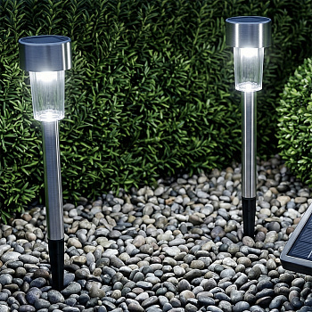 INBLOOM Фонарь на солнечной батарее, 30х4.7см, 1LED, белый, 1.2V 40mAh Ni-MH, пластик, нерж.сталь