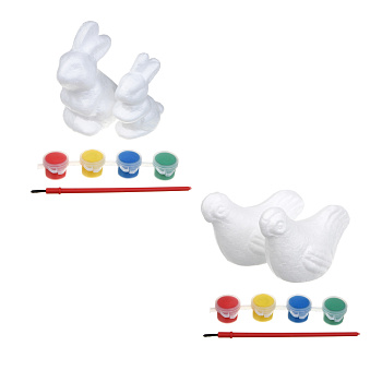 Набор для раскрашивания тм LADECOR, 2 фигурки + краски + кисточка, пенопласт, 2 дизайна