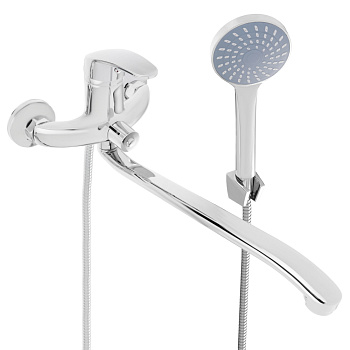 СоюзКран Смеситель для ванны с душем, плоский излив 35см, кер. картридж 40мм, хром, цинк, SK08-I106