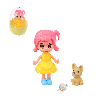 ИГРОЛЕНД Кукла с питомцем в яйце, свет, 6х6х11 см PP, ABS, 2хLR41