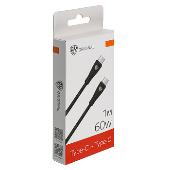 Кабель для зарядки Type C-Type C BY Nylon Pro, 60Вт, 1 м, 5A, нейлон, черный