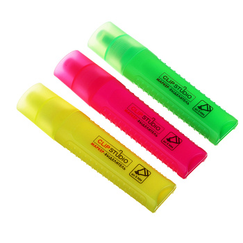 Набор маркеров-выделителей ClipStudio 3 цвета, плоский корпус, скош. наконечник, ПВХ пенал