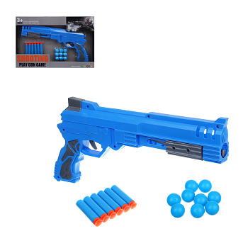 ИГРОЛЕНД Пистолет с шариками и пулями, ABS, PP, EVA, 37х3,5х24 см, 2 диз