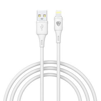 Кабель для зарядки USB(A)-iP BY Twist, 12Вт, 1 м, 2.4A, гибкий силикон, белый
