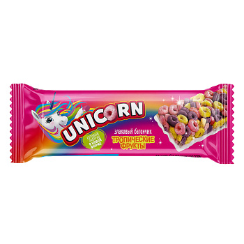 Батончик злаковый UNICORN Тропические фрукты 22 г