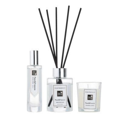 NEW GALAXY Набор Home ароматизатор-диффузор, спрей и свеча, 60, 30мл 50г wood sage,white flower,pear