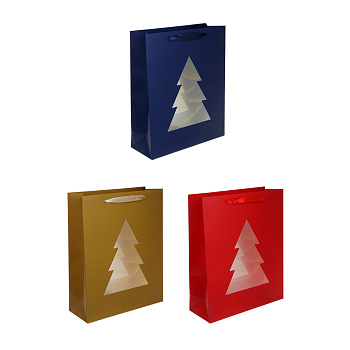 Пакет подарочный тм СНОУ БУМ фоллинг, с окном, 32x26x10см, бумага, 3 цвета