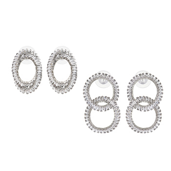 Серьги, медь, цирконий, 2 дизайна, БЖ25-4