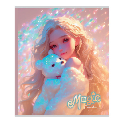 Тетрадь 48 л., А5, в клетку, БЕЛЫЕ ЛИСТЫ, обложка картон, скрепка, ВД-лак