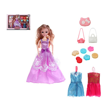 ИГРОЛЕНД Кукла 28 см с гардеробом и акс., PVC, PP, 46х6,5х32,5 см