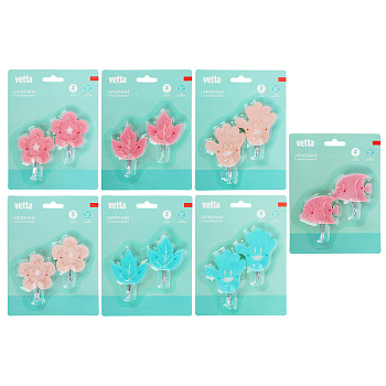 Крючки самоклеящиеся тм VETTA, сталь Q195, полипропилен, акрил, 4 дизайна, 2шт