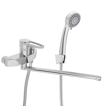 RAIN Смеситель для ванны Авантюрин, прямой излив 35см, душ. набор, картридж 35мм, латунь, хром