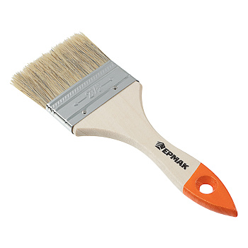 ЕРМАК/HEADMAN Кисть малярная плоская "Бейсик" нат. щетина 2,5" (63мм)