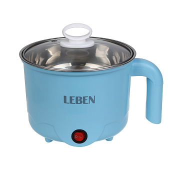 LEBEN Миниварка, 1,7л, 600Вт, двойная стенка, нерж. сталь, пластик, металл, голубой