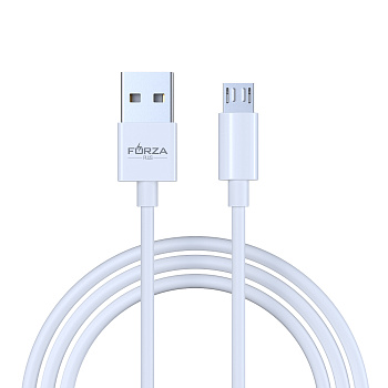 FORZA Кабель для зарядки Эталон microUSB, 1м, Быстрая зарядка 3А, QC, PD 20W, TPE, белый, кейс
