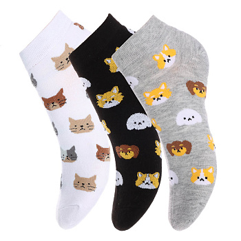 GALANTE Носки женские, р.23-25, 85% хлопок, 10% полиэстер, 5% спандекс, разноцветные, НН22-13