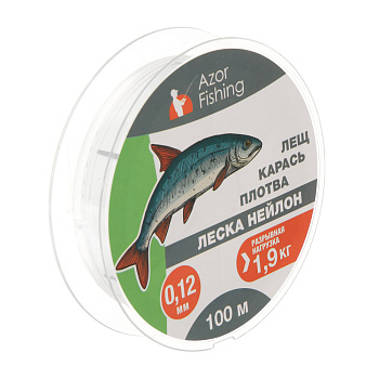 Леска "Лещ, Карась, Плотва" тм AZOR FISHING, нейлон, 100м, 0,12мм, 1,9кг,прозрачный