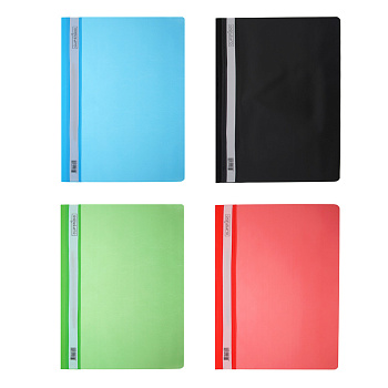 Папка-скоросшиватель ClipStudio, A4, 0,1/0.12 мм., микс 4 цвета, пластик