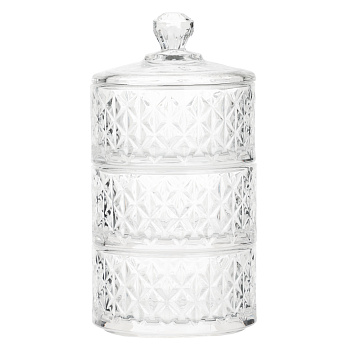 Набор из 3х конфетниц с крышкой тм MILLIMI, 10,5*20,5см, 320мл, стекло