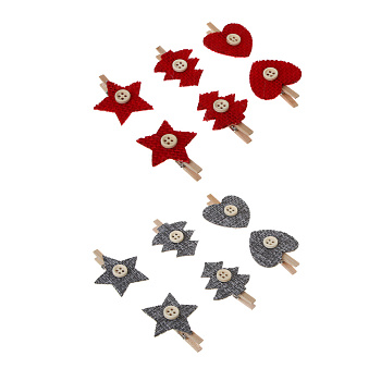 СНОУ БУМ Сувенир Украшение декоративное, прищепки 12х14см, дерево, 2 вида