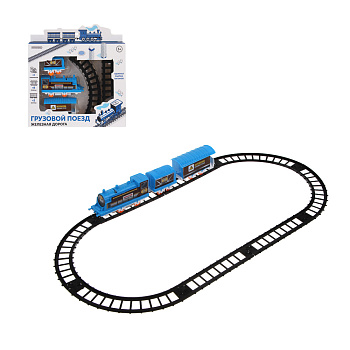 ИГРОЛЕНД Железная дорога "Грузовой поезд", движение, 1хАА, пластик, 25х25х4 см, 4 дизайна