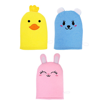 ЮL Мочалка рукавичка для ванны и душа в виде зверюшек, полиэстер, 18х13см, 3 дизайна, МС24-08