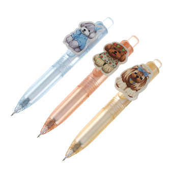 Ручка автоматическая гелевая синяя "Релакс собачки", 3 вида