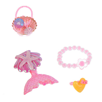 ИГРОЛЕНД Набор бижутерии в сумочке "Ракушка" 3 пред., 13х16 см, пластик, металл, текстиль