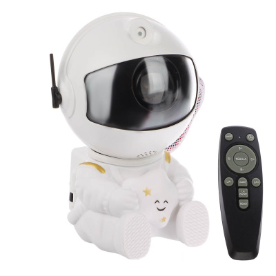 Светильник-ночник проектор неба BY Космонавт, 5W, пульт ДУ, USB, 9x8x13см, пластик, белый