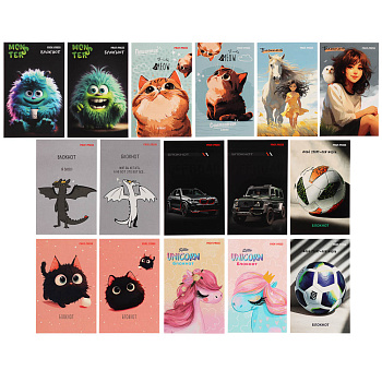 Блокнот А7, 48л, офсет, обложка картон, склейка, в ассортименте