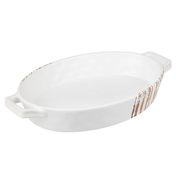 MILLIMI Форма для запекания и сервировки овал.с ручками, керамика, 31х20,5х5см, 1,1л, белая
