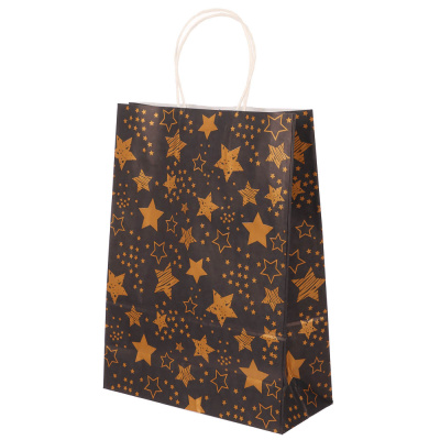 Пакет подарочный с кручеными ручками L 24x10,5x32 см, "Звездное сияние" внутри белый