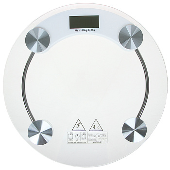 LEBEN Весы напольные электронные круглые, ЖК-дисплей, макс. нагр.до 180кг, стекло, d33см