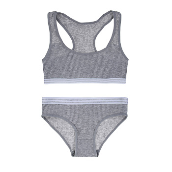 GALANTE Комплект белья: топ на лямках и трусы, р.134-140, 95% хлопок, 5% спандекс, серый, НБ25-19